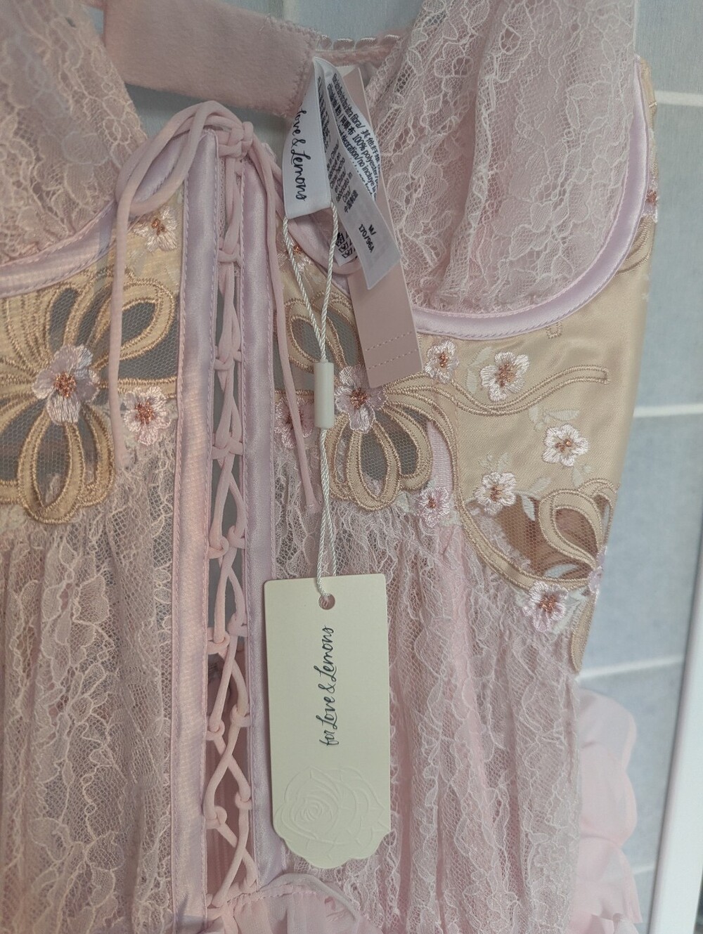 For Love And Lemons Flyaway Bow Slip Dress Medium NWT - Picture 2 of 11